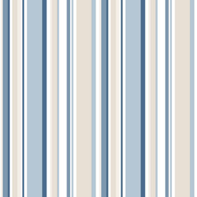 Galerie Simply Stripes 3 Navy Blue Beige Step Stripe Smooth Wallpaper