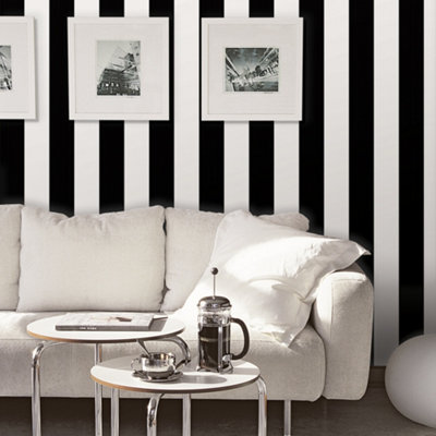 Galerie Simply Stripes 3 Pearl Black Wide Stripe Smooth Wallpaper