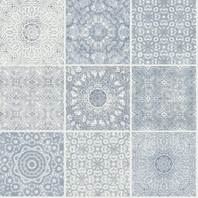 Galerie Skagen Blue Funky Tiles Smooth Wallpaper