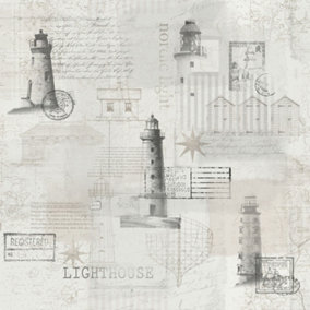Galerie Skagen Cream Dark Grey Nordic Nautical Smooth Wallpaper