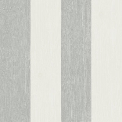 Galerie Skagen Grey Cream Wood Stripe Smooth Wallpaper