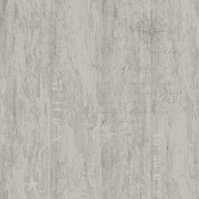 Galerie Skagen Grey Rustic Script Smooth Wallpaper