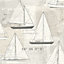 Galerie Skagen Silver Grey Sailing Boat Smooth Wallpaper