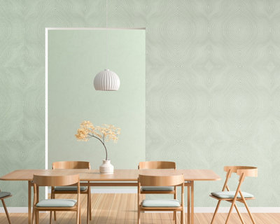 Galerie Slow Living Frost Mint Flow Geometric 3D Embossed Glitter Wallpaper Roll