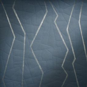 Galerie Slow Living Night Blue Connection Metallic Geometric Lines Wallpaper Roll