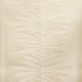 Galerie Slow Living Sand Gold Passion Leaf Stripe 3D Embossed Glitter Wallpaper Roll