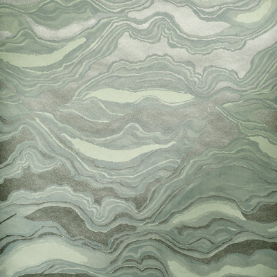 Galerie Slow Living Wasabi Green Reflection Metallic Texture Abstract Wave Wallpaper Roll