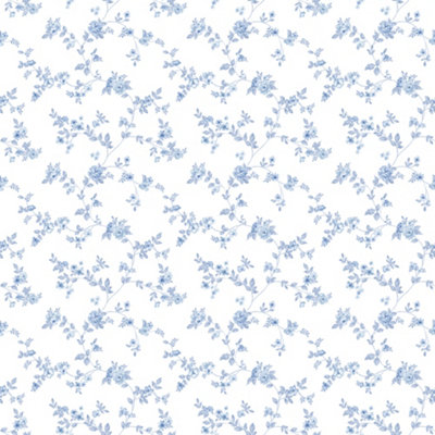 Galerie Small Prints Blue Delicate Floral Wallpaper Roll
