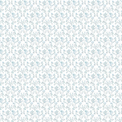 Galerie Small Prints Blue Ogee Floral Wallpaper Roll