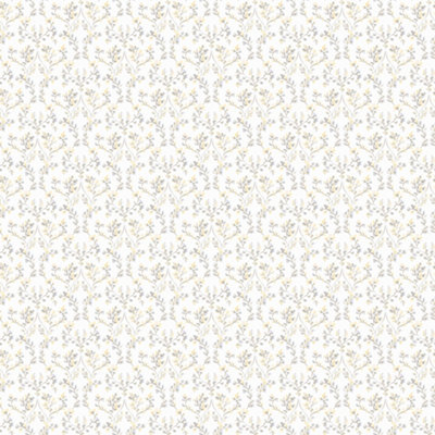 Galerie Small Prints Grey Ogee Floral Wallpaper Roll