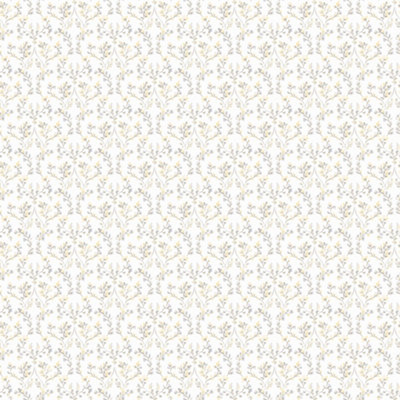 Galerie Small Prints Grey Ogee Floral Wallpaper Roll