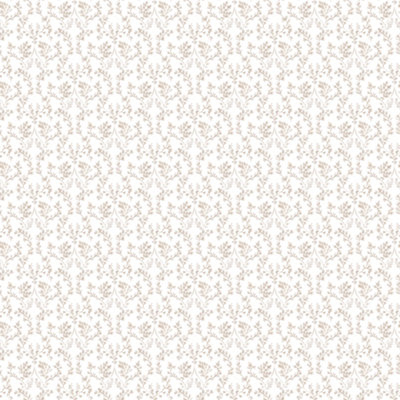 Galerie Small Prints Taupe Ogee Floral Wallpaper Roll