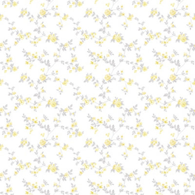 Galerie Small Prints Yellow Delicate Floral Wallpaper Roll