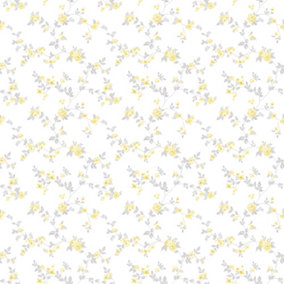 Galerie Small Prints Yellow Delicate Floral Wallpaper Roll