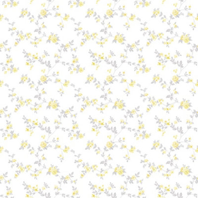 Galerie Small Prints Yellow Delicate Floral Wallpaper Roll