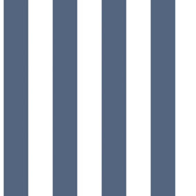 Galerie Smart Stripes 2 Blue Awning Stripe Smooth Wallpaper