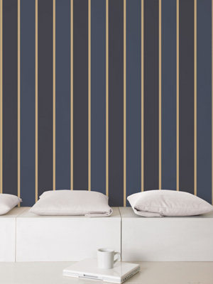Galerie Smart Stripes 2 Blue Formal Stripe Smooth Wallpaper