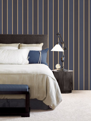 Galerie Smart Stripes 2 Blue Formal Stripe Smooth Wallpaper