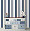 Galerie Smart Stripes 2 Blue Wide Stripe Smooth Wallpaper