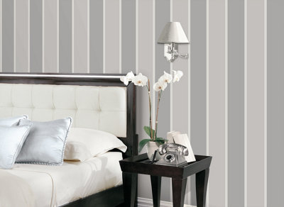 Galerie Smart Stripes 2 Silver Grey Formal Stripe Smooth Wallpaper
