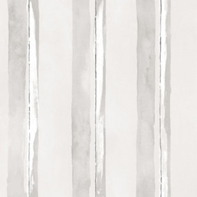 Galerie Smart Stripes 2 Silver Grey Watercolour Stripe Smooth Wallpaper