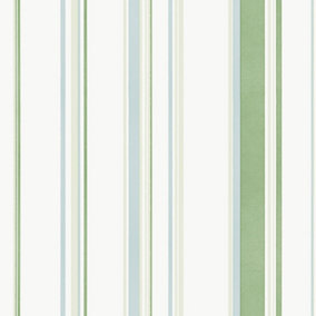Galerie Smart Stripes 3 Green/Blue/Grey Casual Stripe Wallpaper Roll