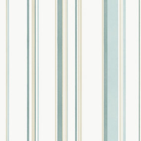 Galerie Smart Stripes 3 Teal/Beige Casual Stripe Wallpaper Roll