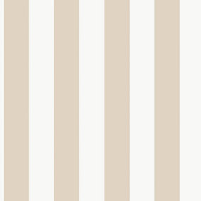 Galerie Smart Stripes 3 White/Brown Awning Stripe Sheen Finish Wallpaper Roll