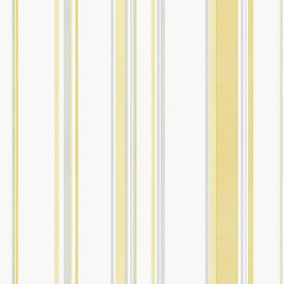 Galerie Smart Stripes 3 Yellow/Grey Casual Stripe Wallpaper Roll