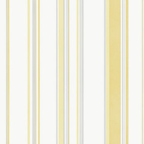 Galerie Smart Stripes 3 Yellow/Grey Casual Stripe Wallpaper Roll