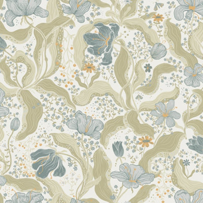 Galerie Sommarang 2 Blue/Green Bodri Swirls Wallpaper Roll