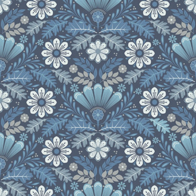 Galerie Sommarang 2 Blue Klockrike Floral Wallpaper Roll