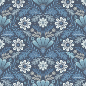 Galerie Sommarang 2 Blue Klockrike Floral Wallpaper Roll