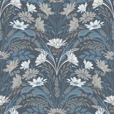 Galerie Sommarang 2 Blue Varmdo Floral Wallpaper Roll | DIY at B&Q