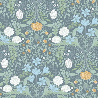 Galerie Sommarang 2  Blue/Yellow Froso Floral Wallpaper Roll