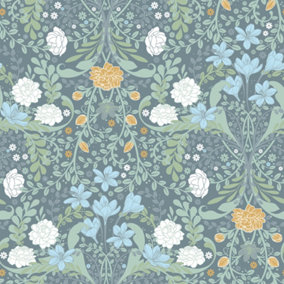 Galerie Sommarang 2  Blue/Yellow Froso Floral Wallpaper Roll