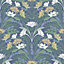 Galerie Sommarang 2 Blue/Yellow Varmdo Floral Wallpaper Roll