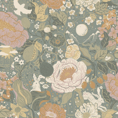 Galerie Sommarang 2 Dark Grey Vaxa Floral Wallpaper Roll