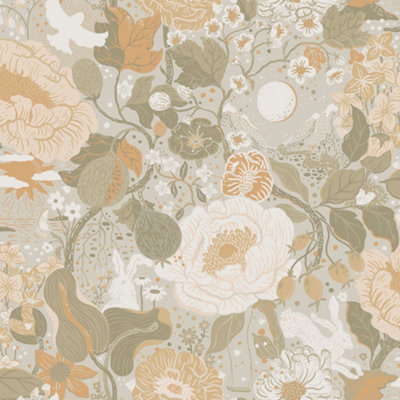 Galerie Sommarang 2 Grey/Green Vaxa Floral Wallpaper Roll | DIY at B&Q