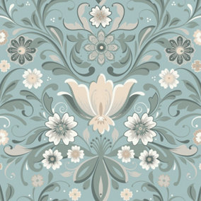 Galerie Sommarang 2 Turquoise Ostanskar Floral Wallpaper Roll