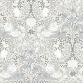 Galerie Sommarang 2 White/Grey Froso Floral Wallpaper Roll