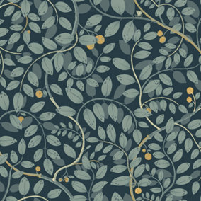 Galerie Sommarang Blue Leafy Vines Wallpaper Roll