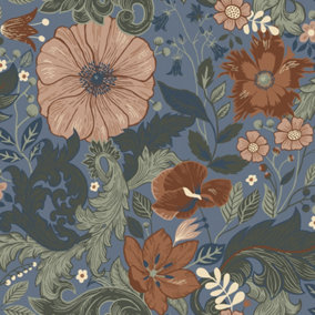 Galerie Sommarang Blue Scandi Bloom Wallpaper Roll