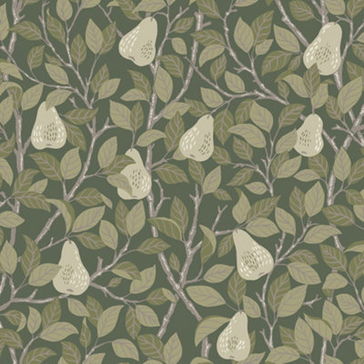 Galerie Sommarang Green Leaves and Pears Wallpaper Roll