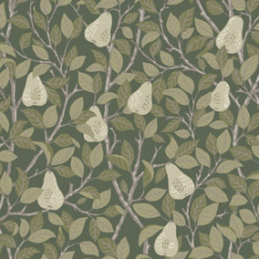 Galerie Sommarang Green Leaves and Pears Wallpaper Roll