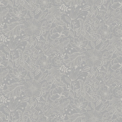 Galerie Sommarang Grey Mono Flora Wallpaper Roll