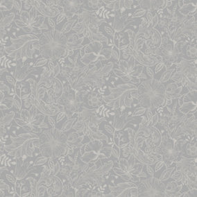 Galerie Sommarang Grey Mono Flora Wallpaper Roll