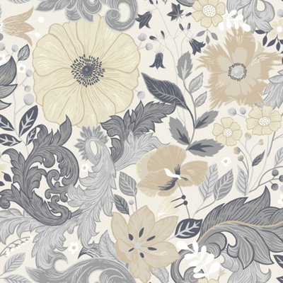 Galerie Sommarang White Scandi Bloom Wallpaper Roll