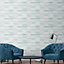 Galerie Special FX Blue Silver Glitter Block Embossed Wallpaper