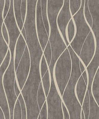 Galerie Special FX Brown Glitter Ribbons Embossed Wallpaper